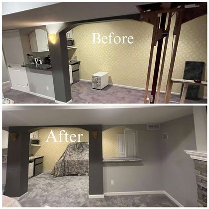 Lower level before and after